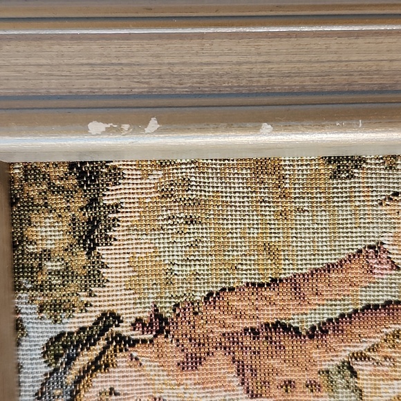 Vintage framed Embroidery Tapestry French Courtship Scene Galente Style France - Picture 6 of 16